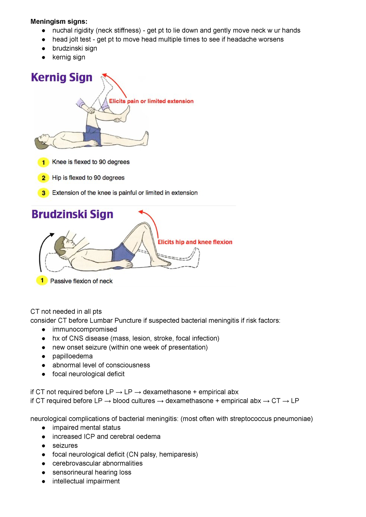 Csf Meningitis Y Diagnosis And Management Notes Meningism Signs