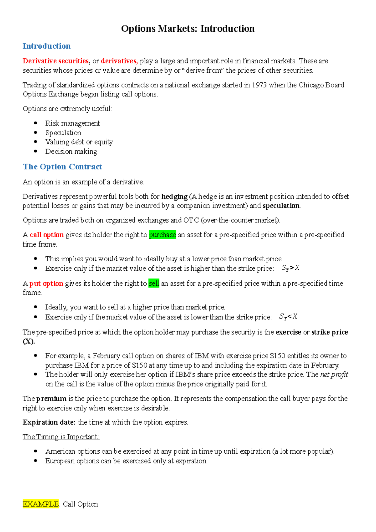19. Options Markets - Introduction - Options Markets: Introduction ...