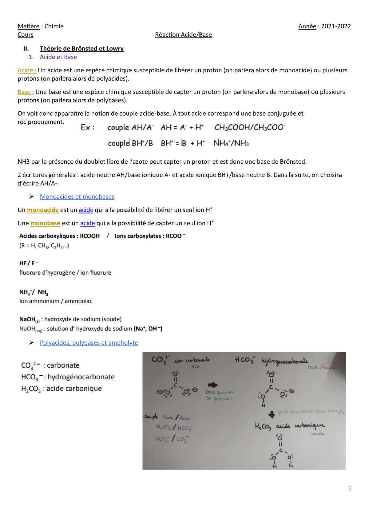 2 Acide-Base - Chimie, Deuxième Partie, L1 SdT Université Paul Sabatier ...