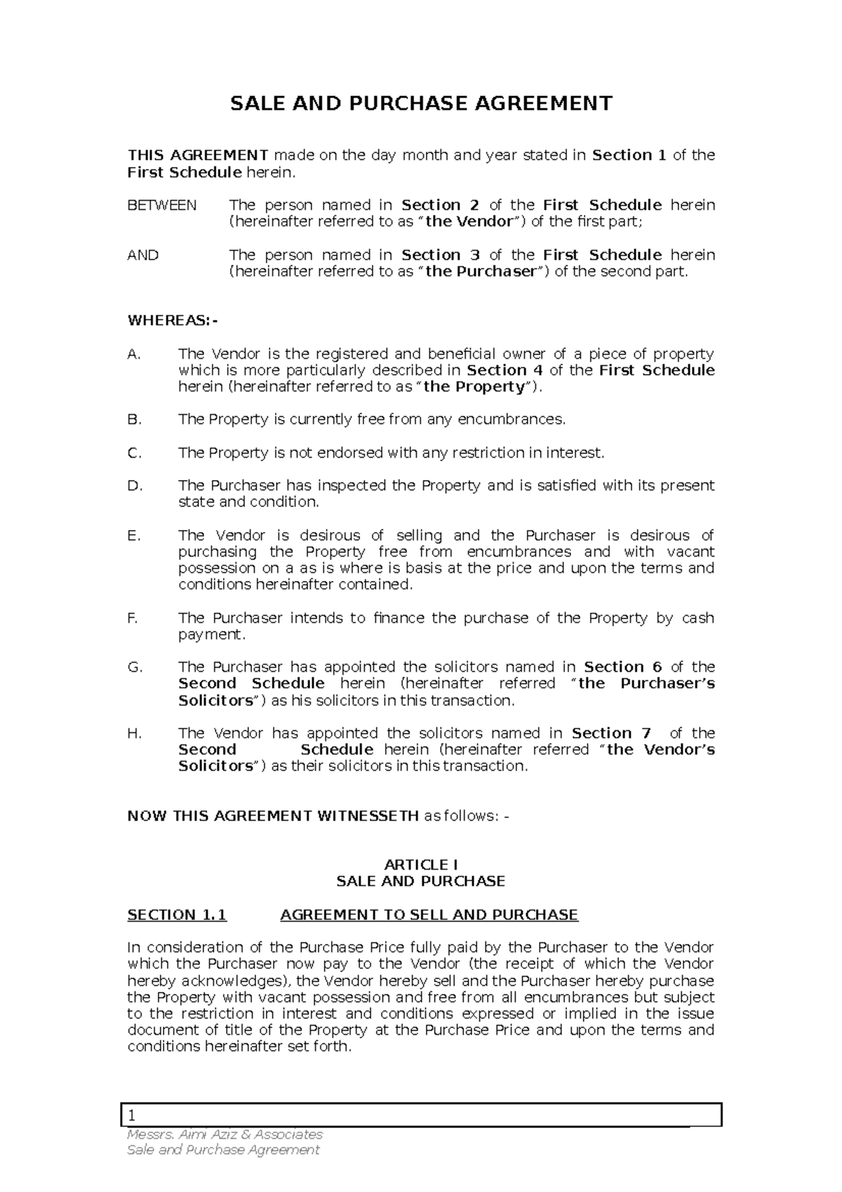 Sale & Purchase Agreement Example (Format - How to write a proper SnP ...
