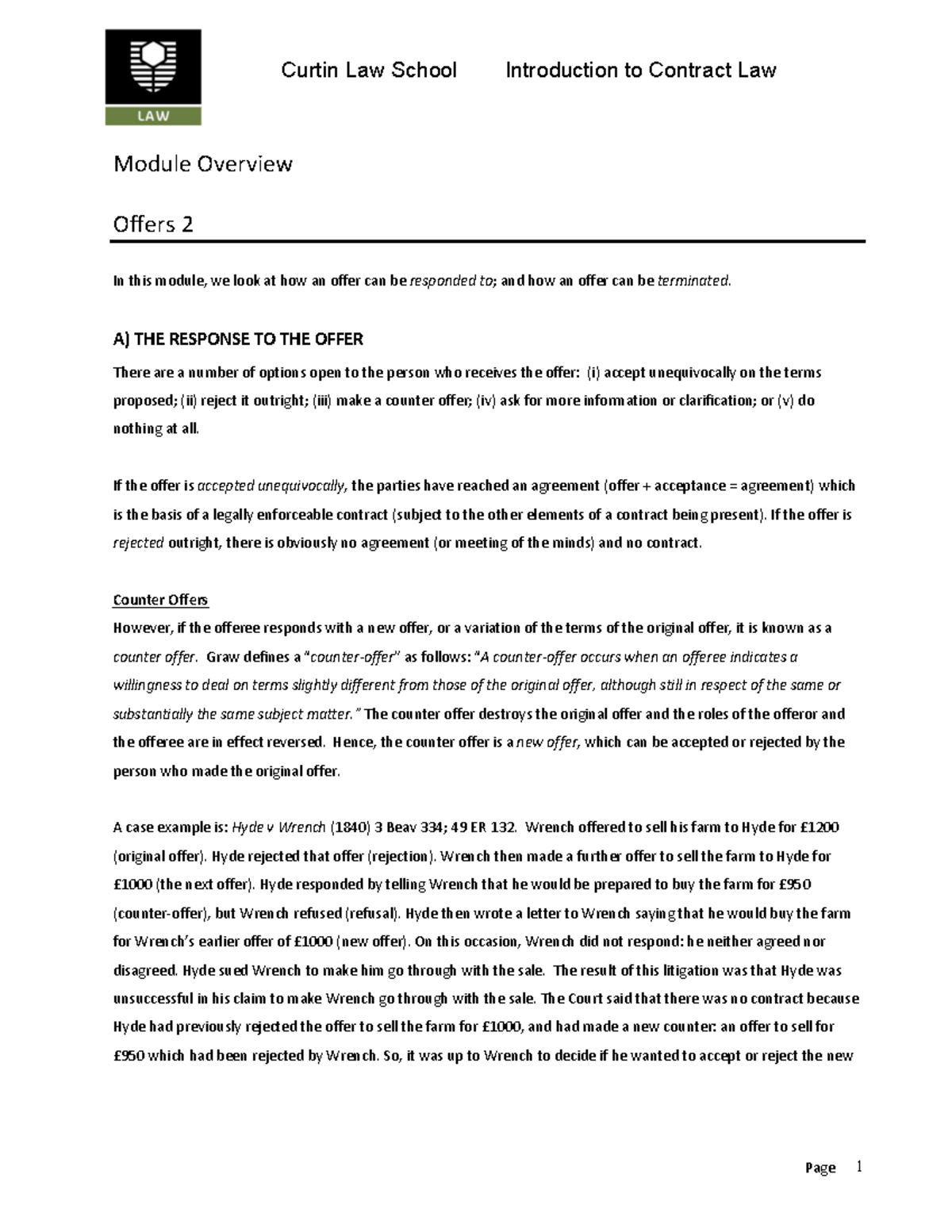 Module 2 Study Notes - Offers 2 - Module Overview Offers 2 In this ...