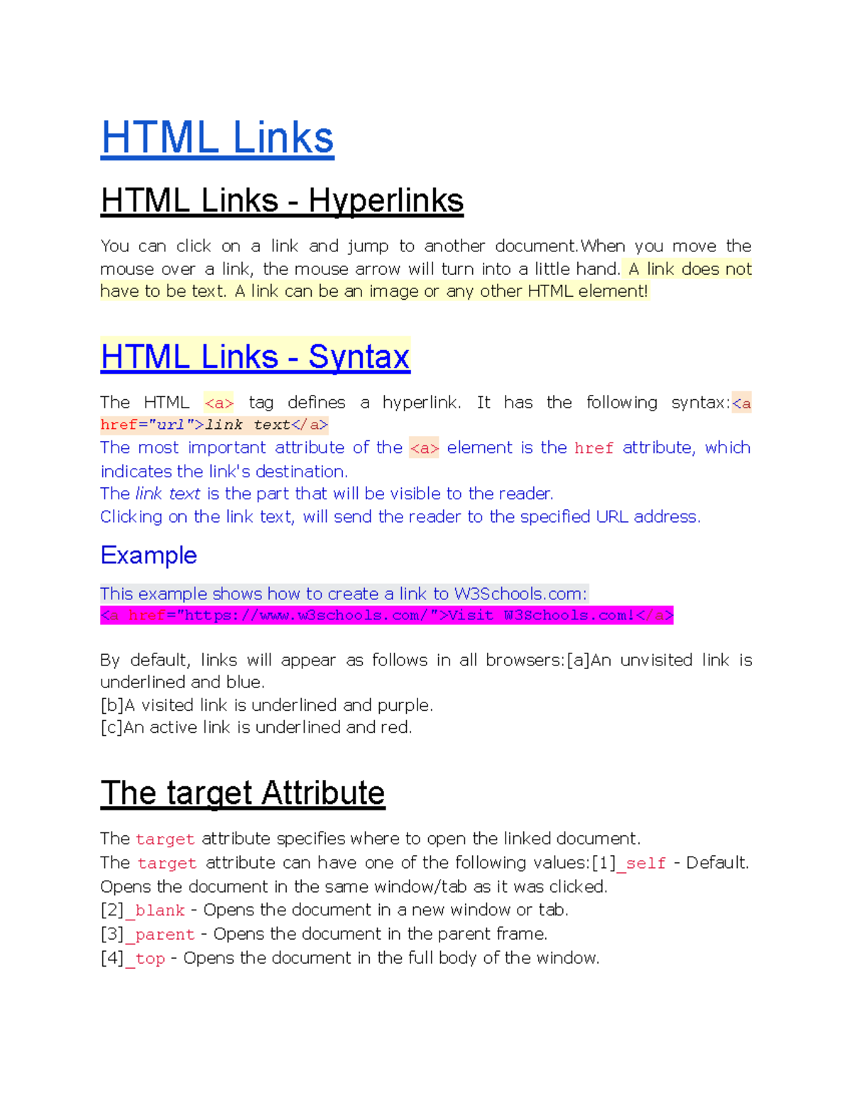 Html Links Health For All Html Links Html Links Hyperlinks You