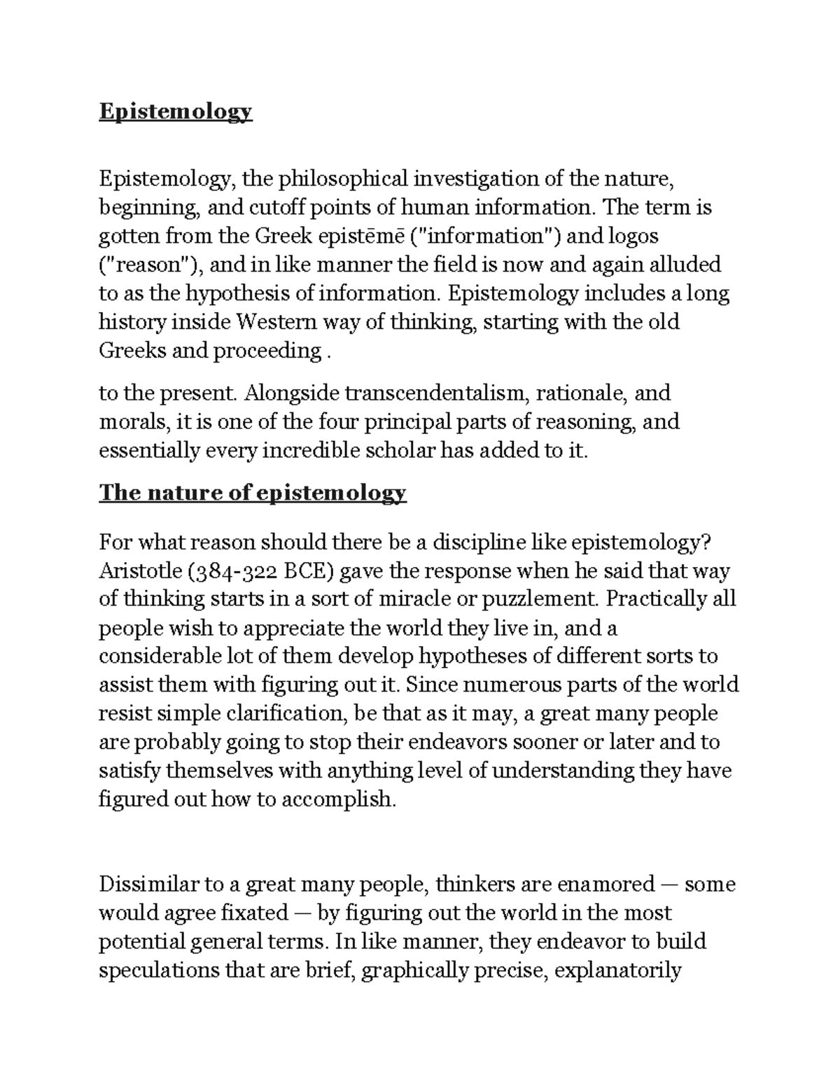 Epistemology - Epistemology Epistemology, the philosophical ...
