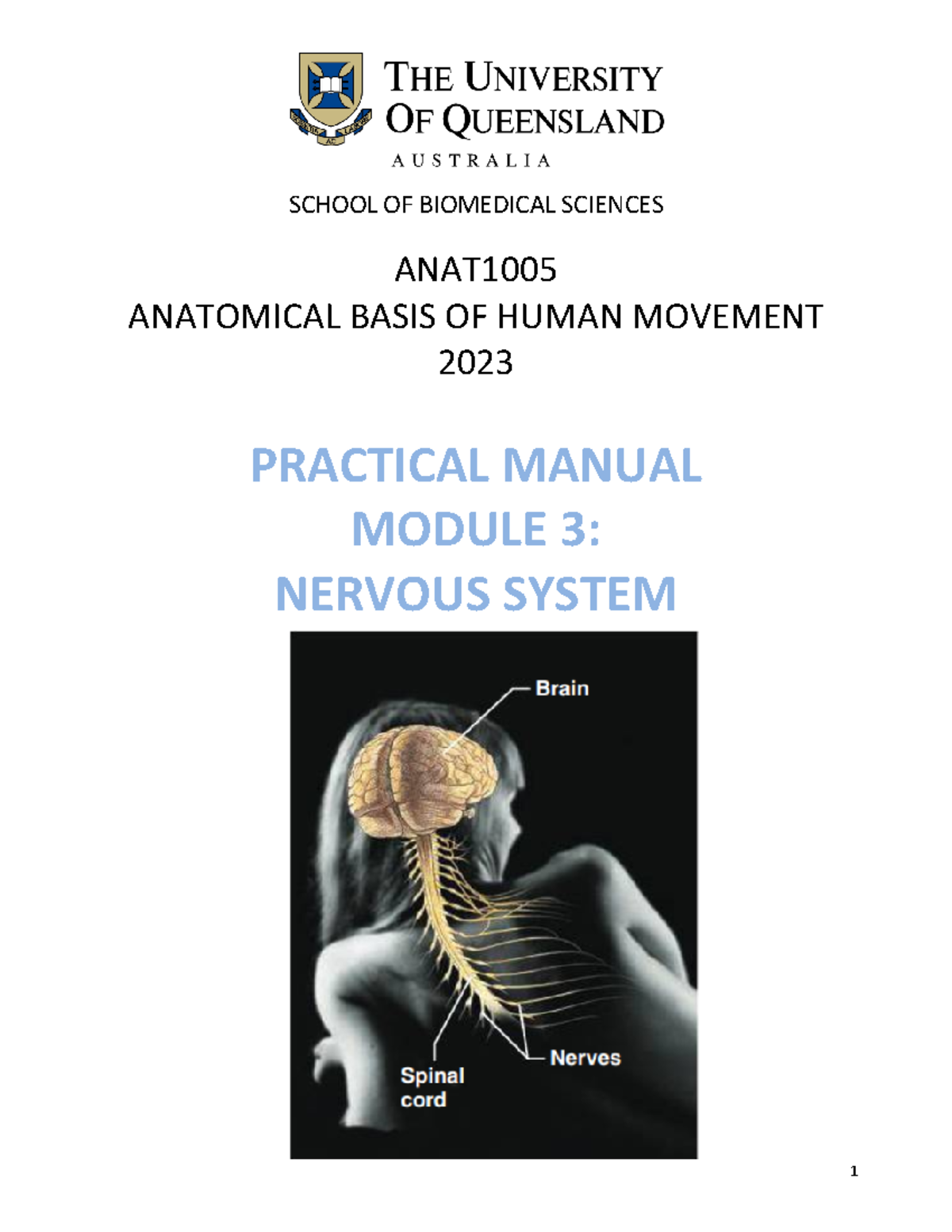 ANAT1005 Pracs Module 3 Nervous+ Endocrine System Student - SCHOOL OF ...