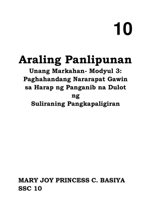 Modyul 2 AP - About The Subject Araling Panlipunan - 10 Araling ...