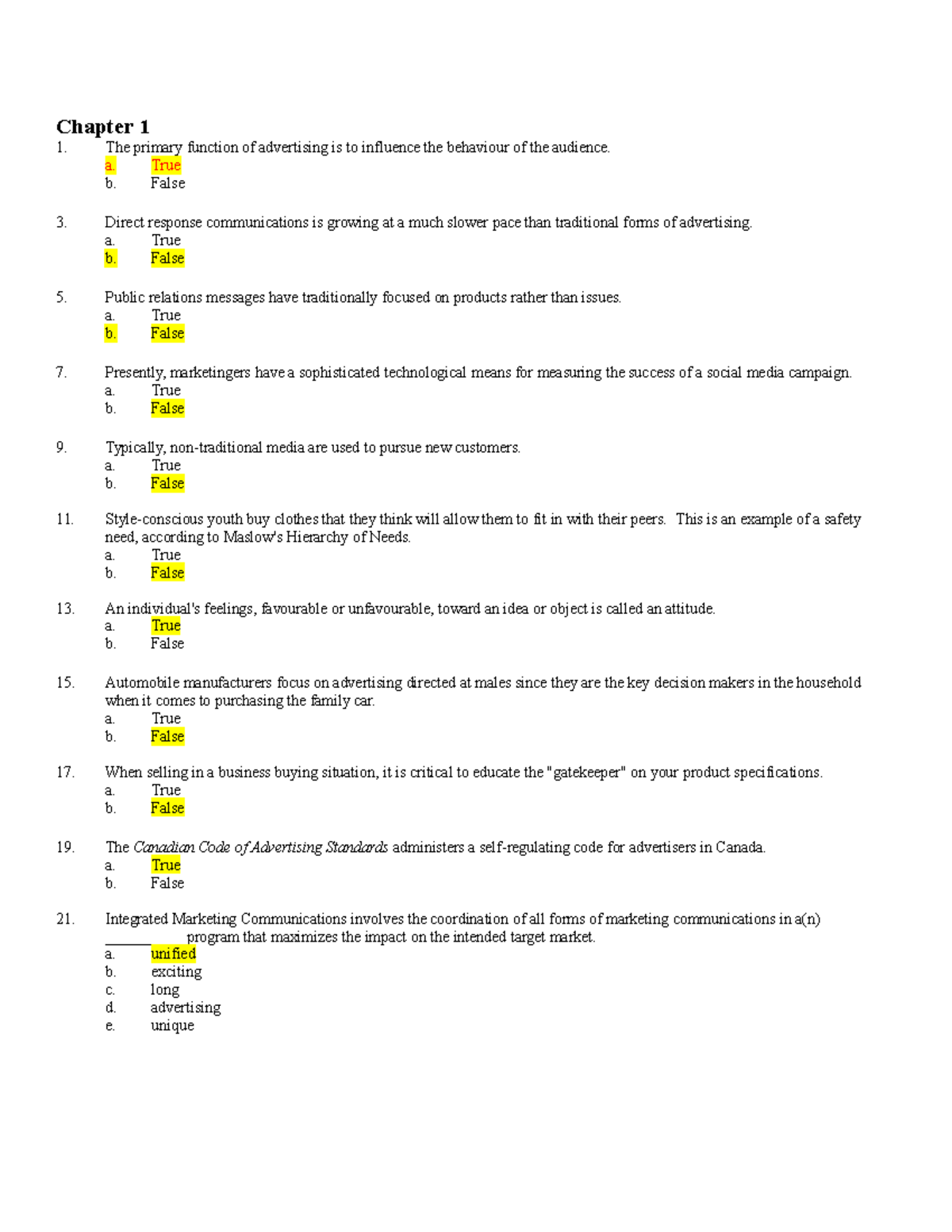 Chapter 1 self test - practice mc - Chapter 1 The primary function of ...