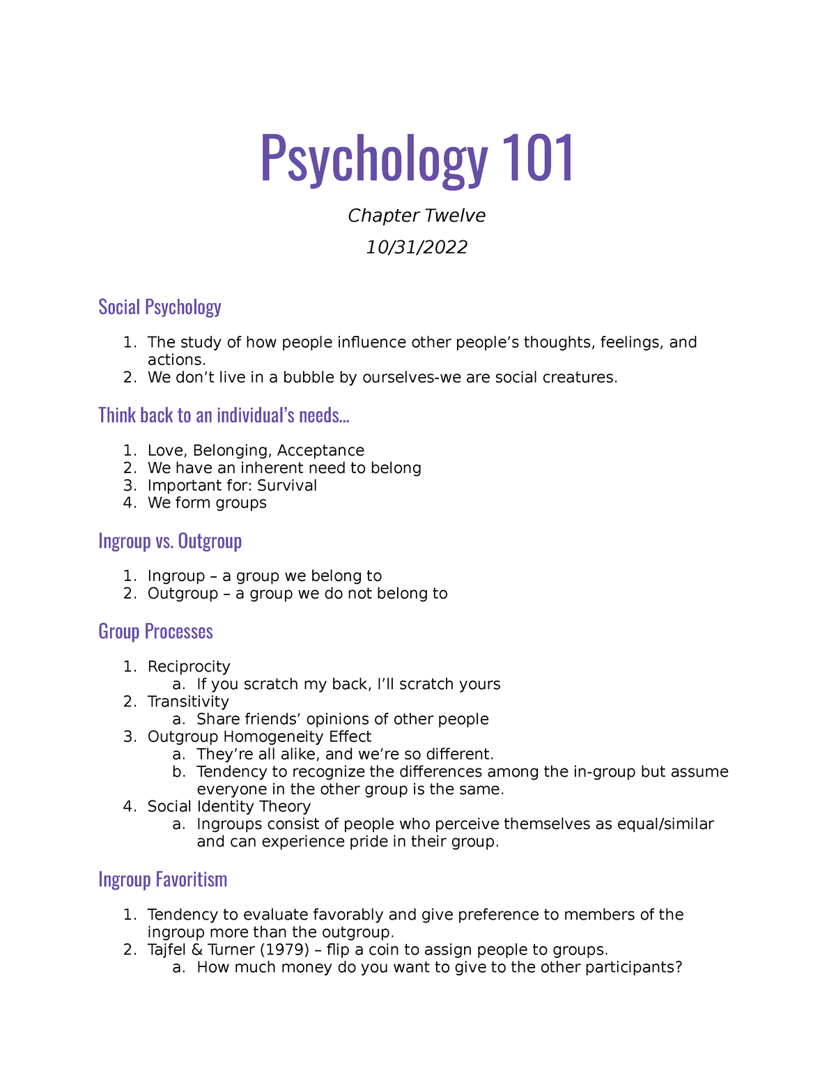 psychology 101 chapter 3