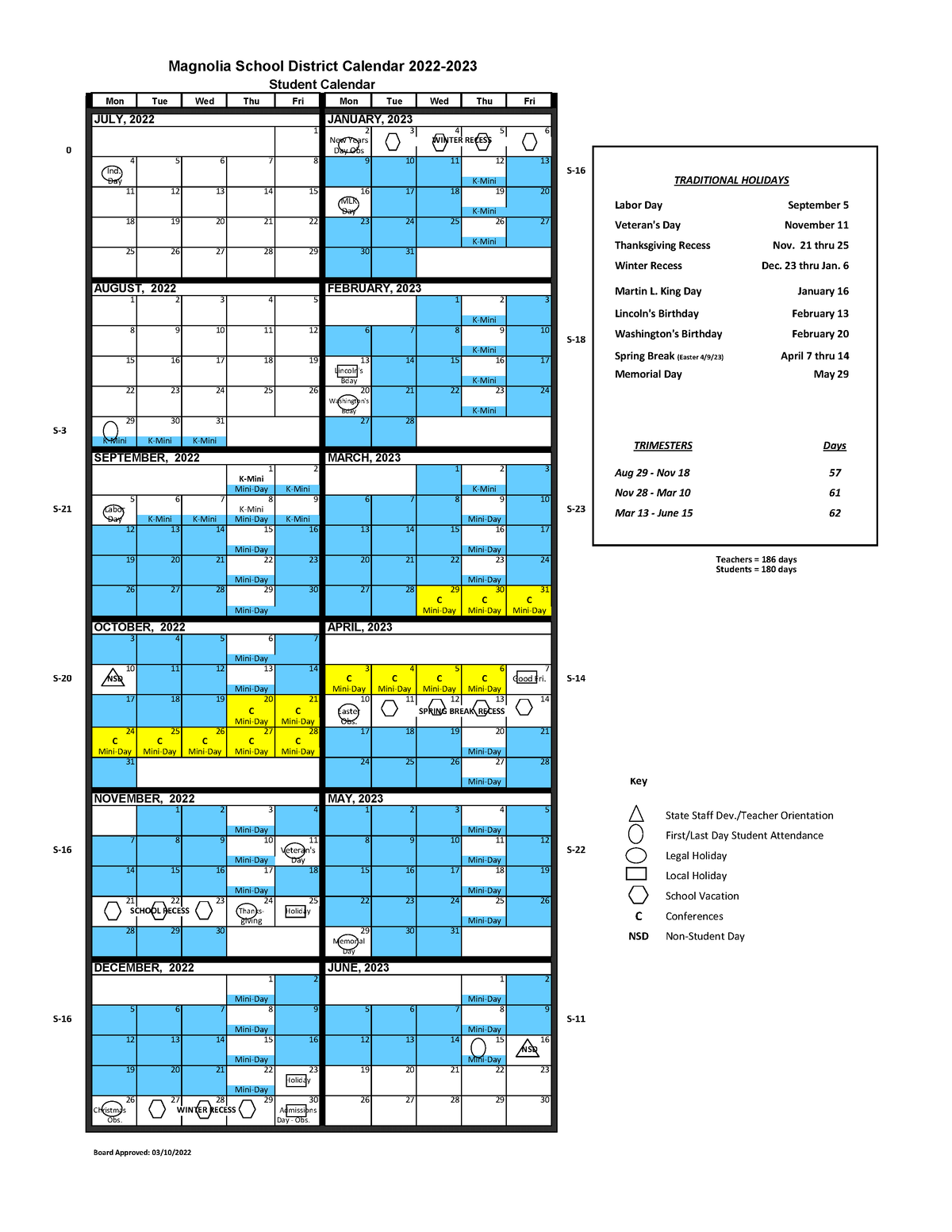 BadenPowell Calendar Magnolia School District Calendar 2022 w JULY