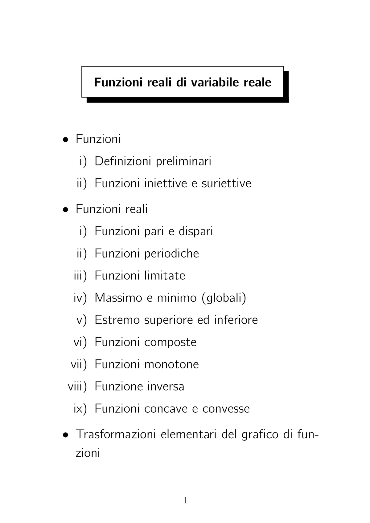 Funzioni Appunti Funzioni Reali Di Variabile Reale • Funzioni I Definizioni Preliminari Ii 6183