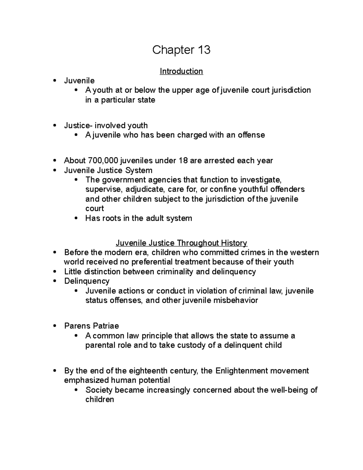 Intro Criminal Justice Chapter 13 - Chapter 13 Introduction Juvenile A ...