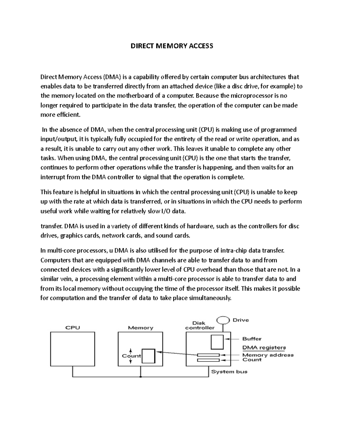 Direct Memory Access in OS - DIRECT MEMORY ACCESS Direct Memory Access ...