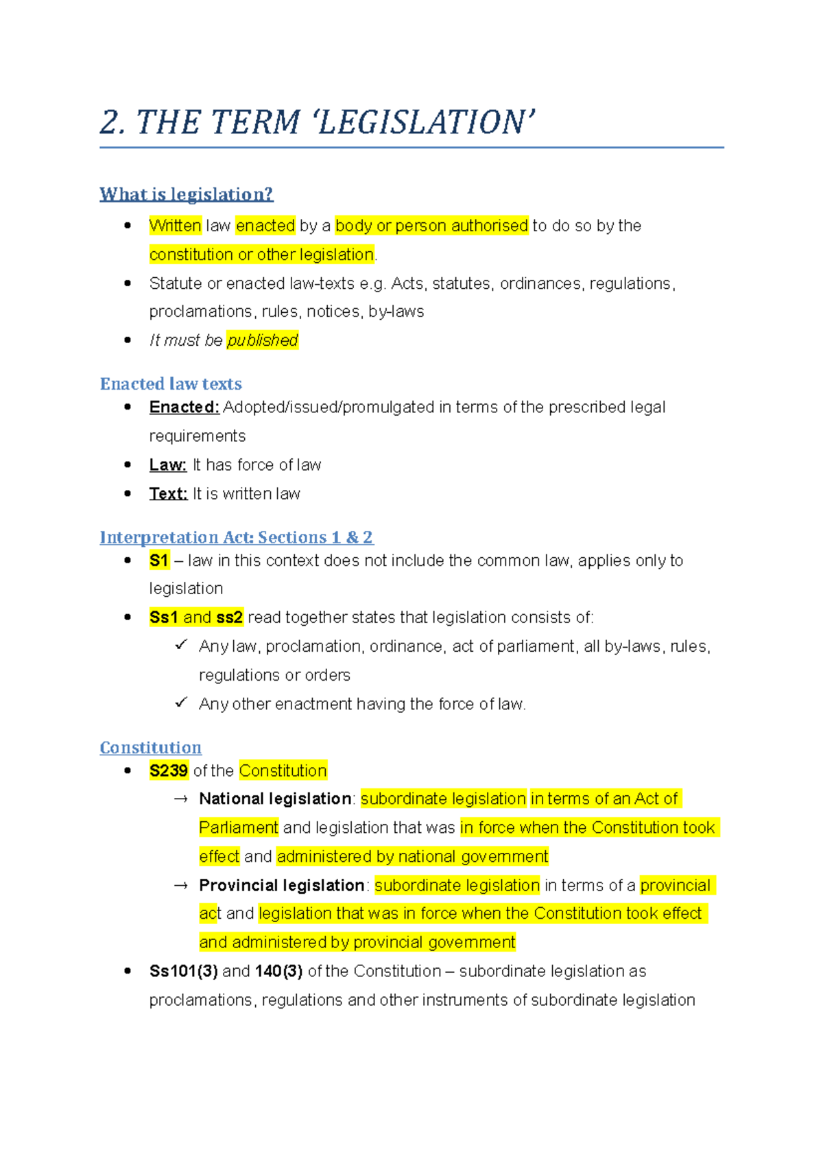 2. THE TERM Legislation - 2. THE TERM ‘LEGISLATION’ What is legislation ...