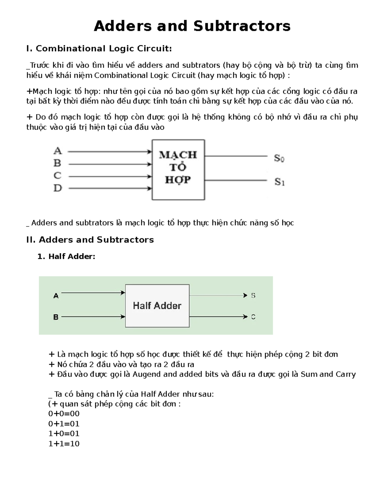 Adders and Subtractor - adder-sub - Adders and Subtractors I ...