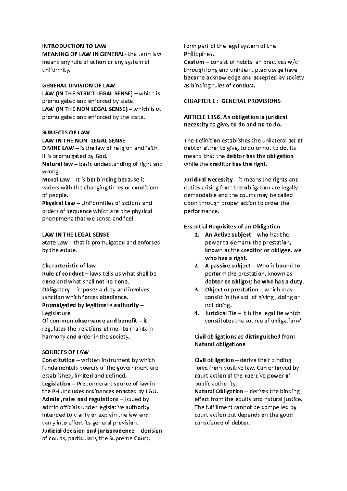 Law Reviewer Intro And Chapter 1 INTRODUCTION TO LAW MEANING OF LAW law-reviewer-intro-and-chapter-1-introduction-to-law-meaning-of-law