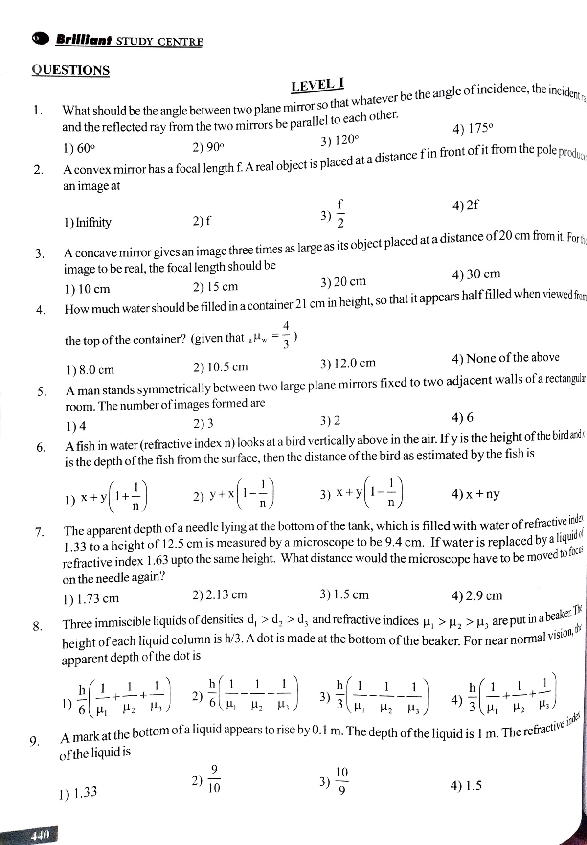 case study questions ray optics