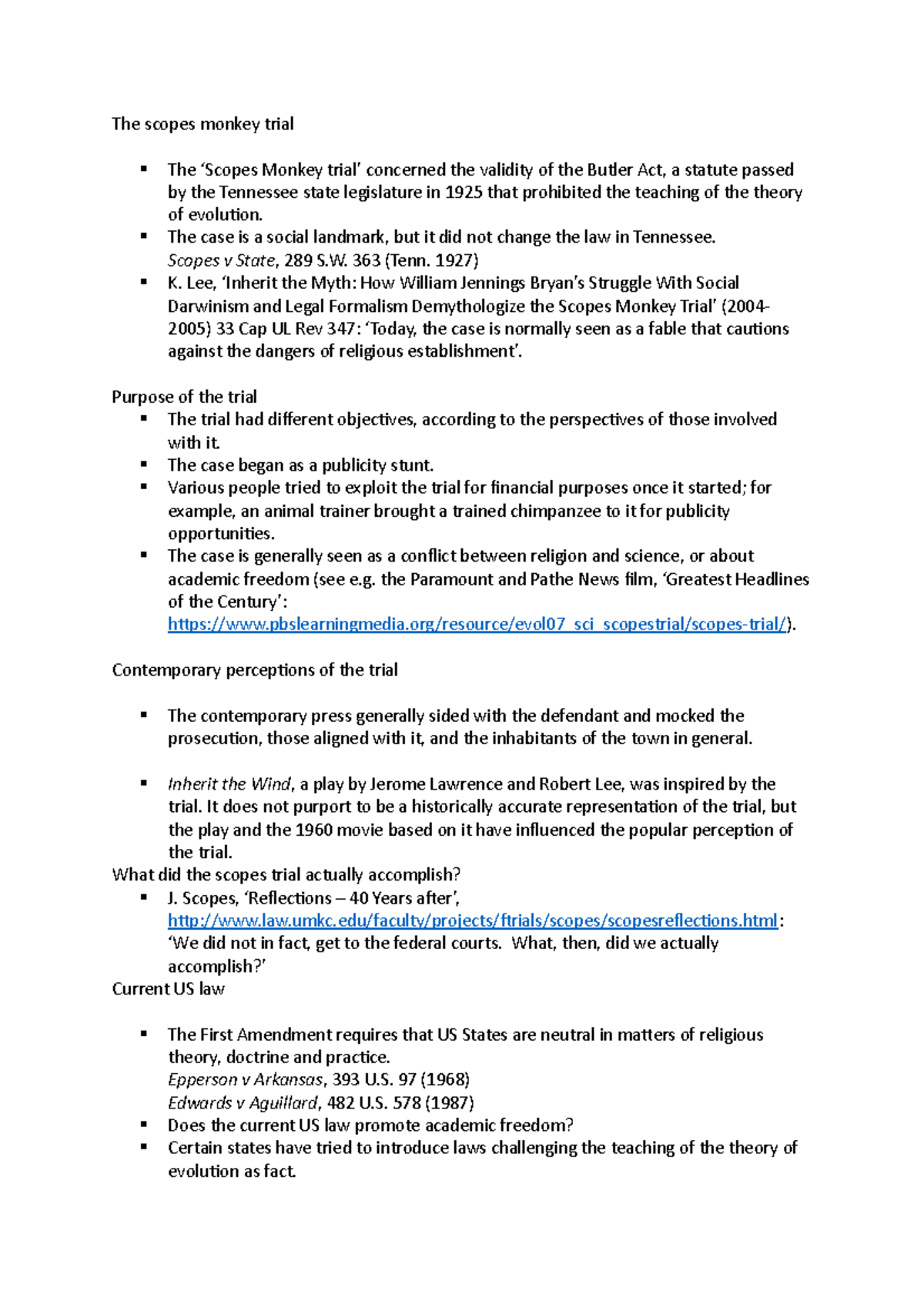 The scopes monkey trial - § The case is a social landmark, but it did ...