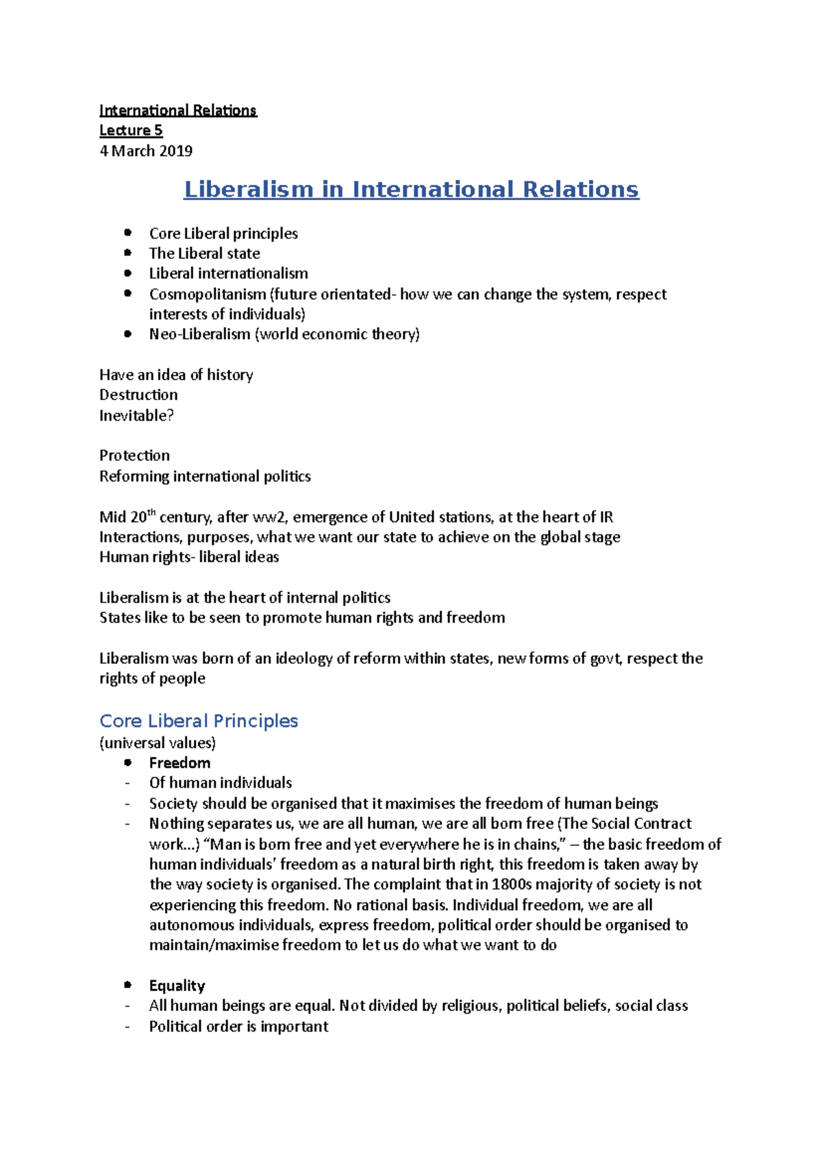 liberalism in international relations essay