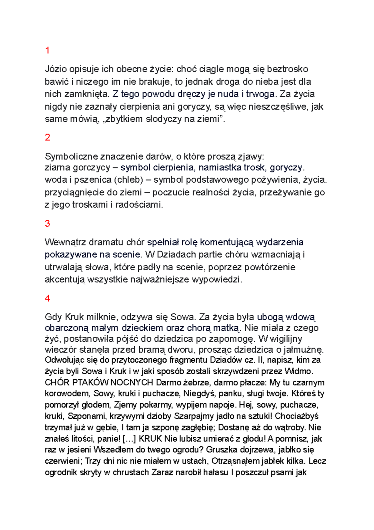 Sprawdzian dziady wazne bardzoooooooo - 1 Józio opisuje ich obecne