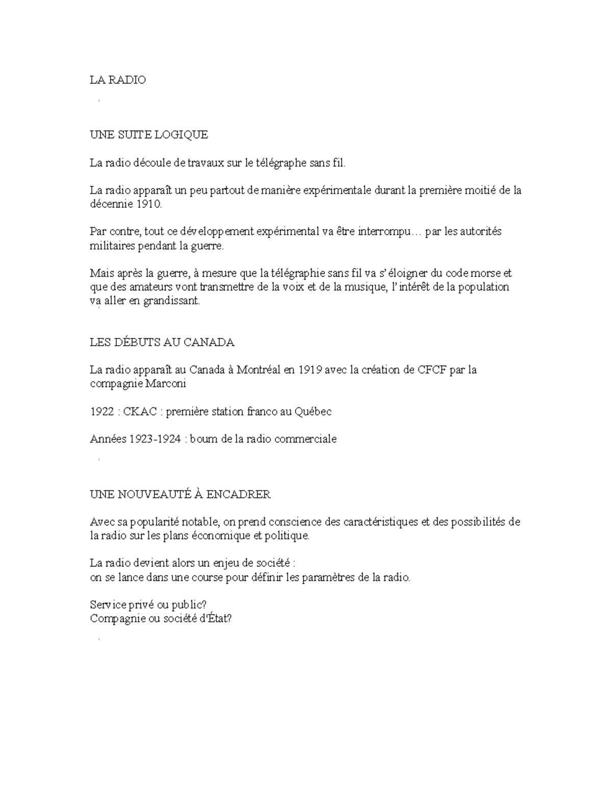 Cours 7 Radio Notes de cours - LA RADIO UNE SUITE LOGIQUE La radio ...