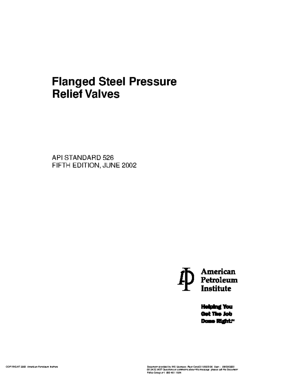 API 526 - PSV - Flanged Steel Pressure Relief Valves API STANDARD 526 ...