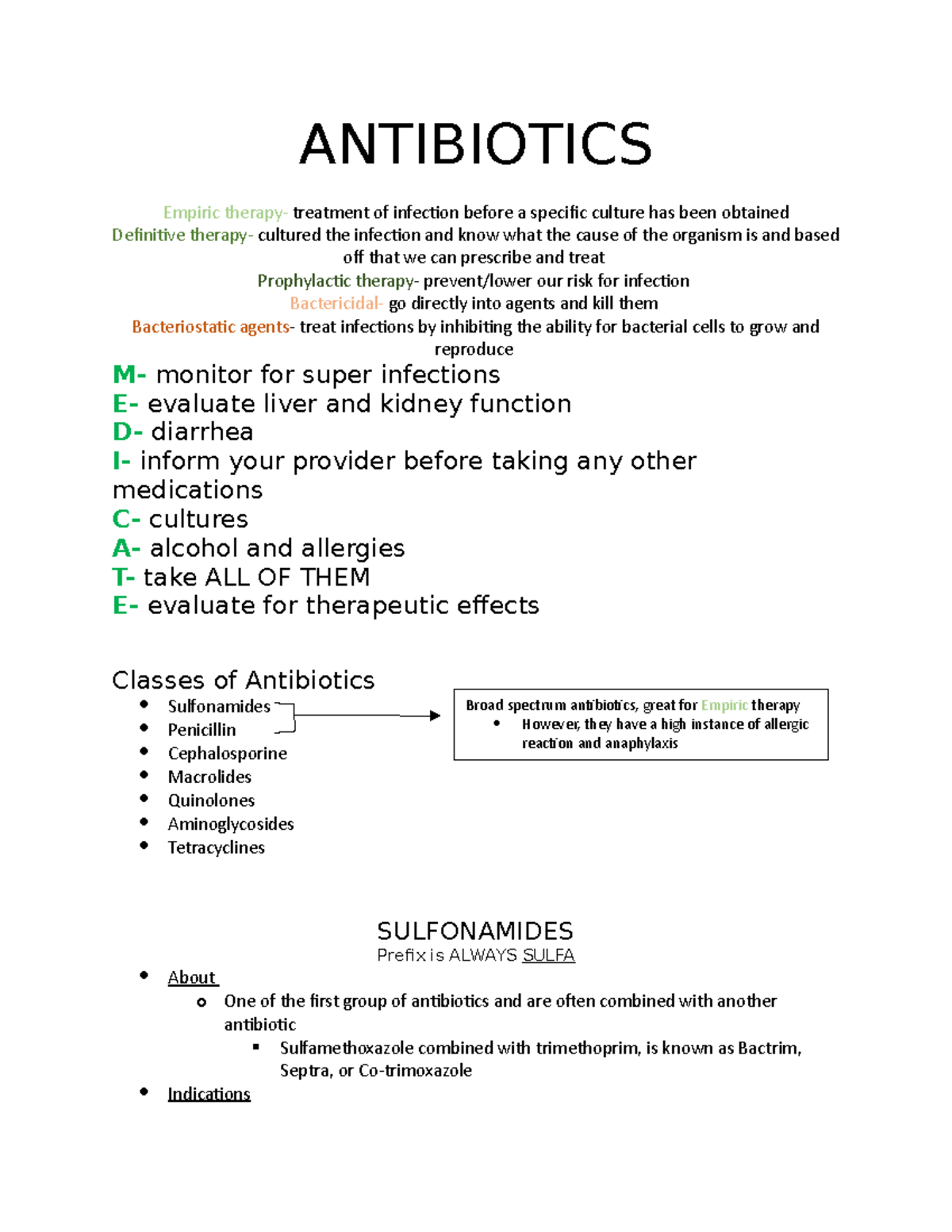 Pharmacology Test Three Review Antibiotics Empiric Therapy Treatment Of Infection Before A