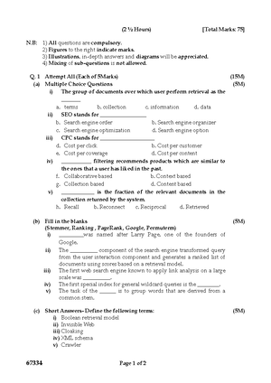 Fybsc USCS604 Information Retrieval Question Paper April 2019 Mock Test ...