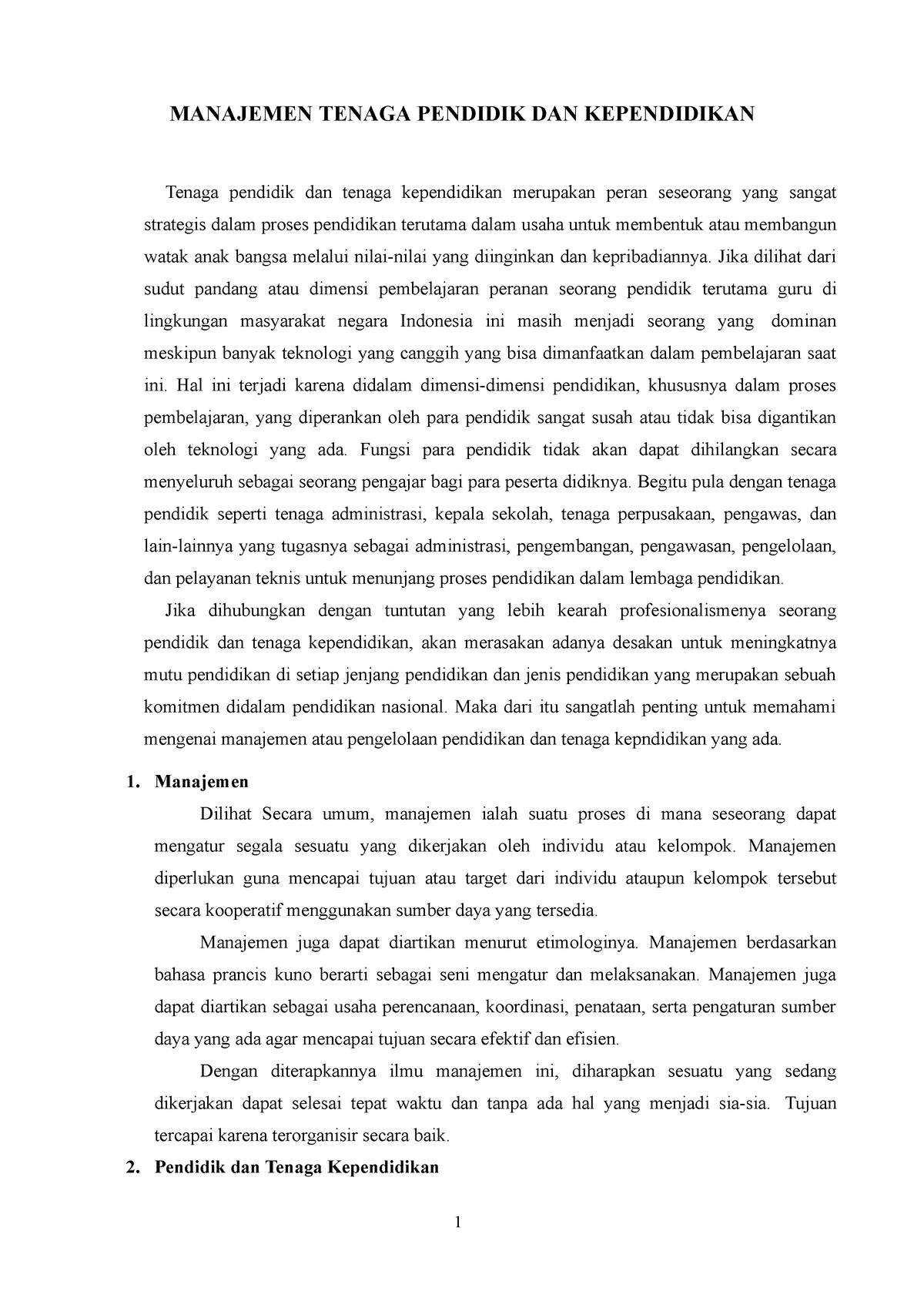 Pengelolaan Pendidikan -Manajemen Tenaga Pendidik Dan Kependidikan - 1 ...