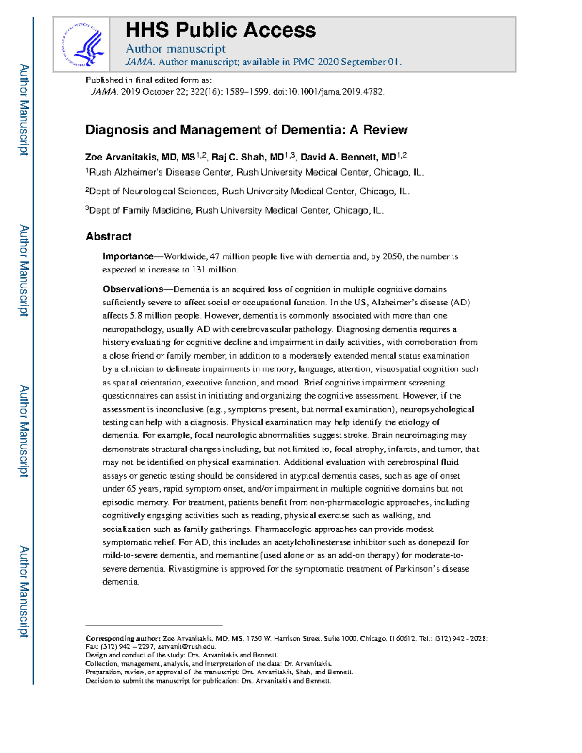 Artikel Zoe et - jnk;n;l - Diagnosis and Management of Dementia: A ...