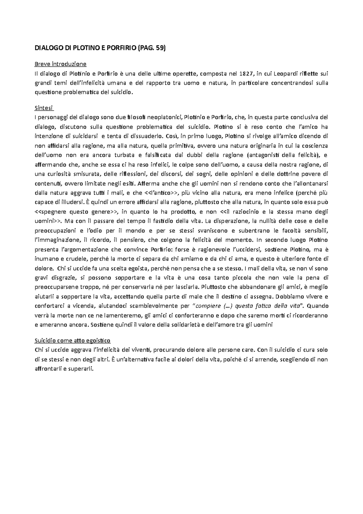 Dialogo di Plotino e Porfirio DIALOGO