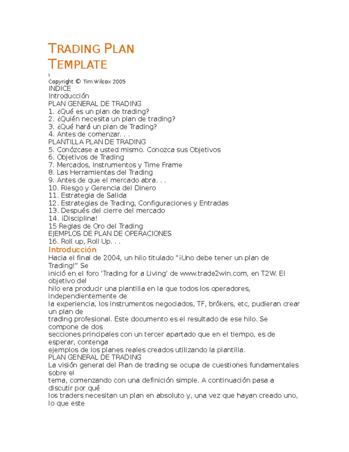 Trading PLAN Template - Ensayo - TRADING PLAN TEMPLATE ı Copyright ...