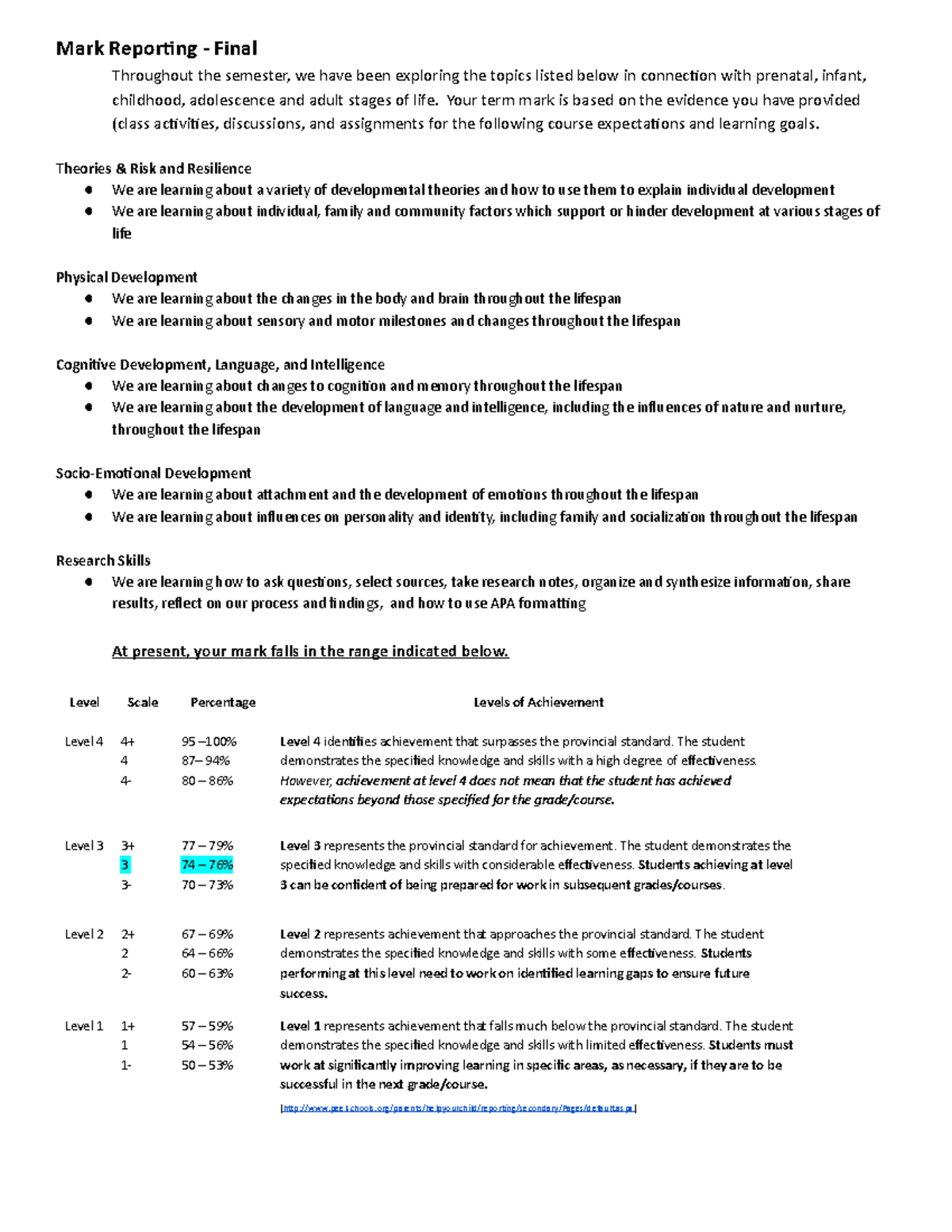 Final term 3- mark reporting - Mark Reporting - Final Throughout the ...