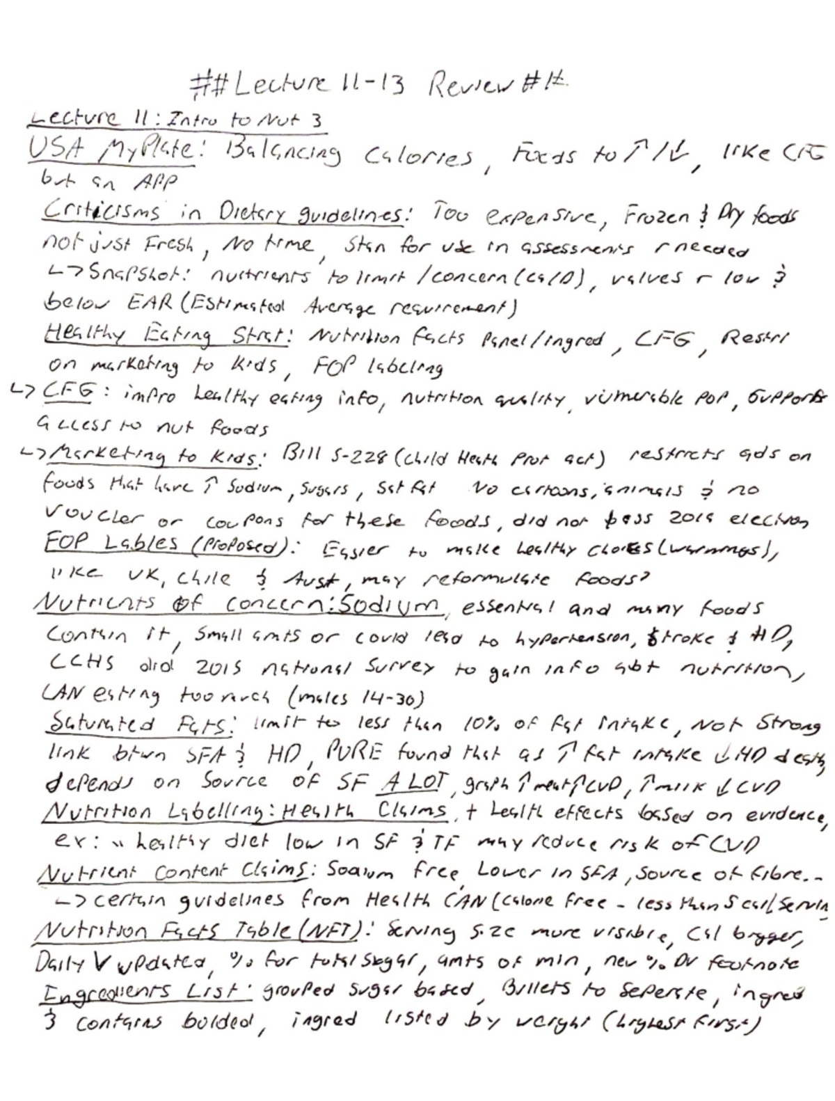 Lecture 11-13 Review - This course was taught by Michael Riddell ...