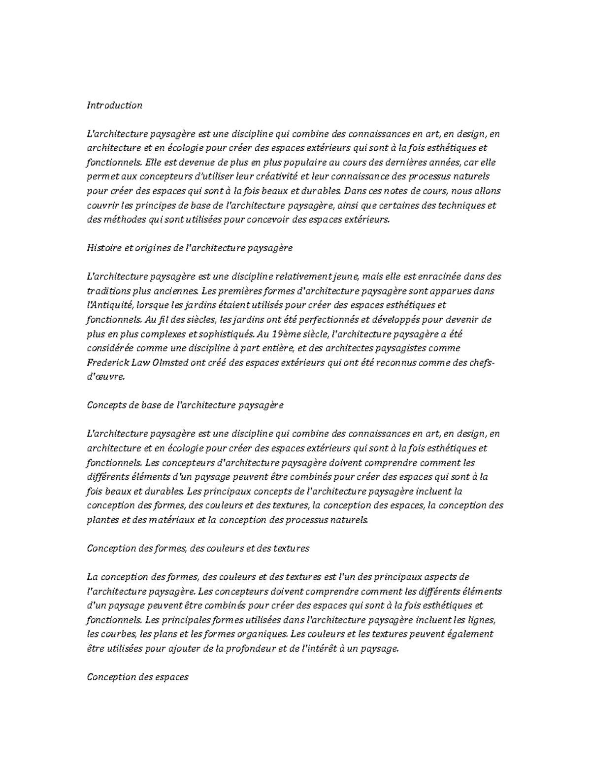 Landscape Architecture Study Notes - Introduction L'architecture ...