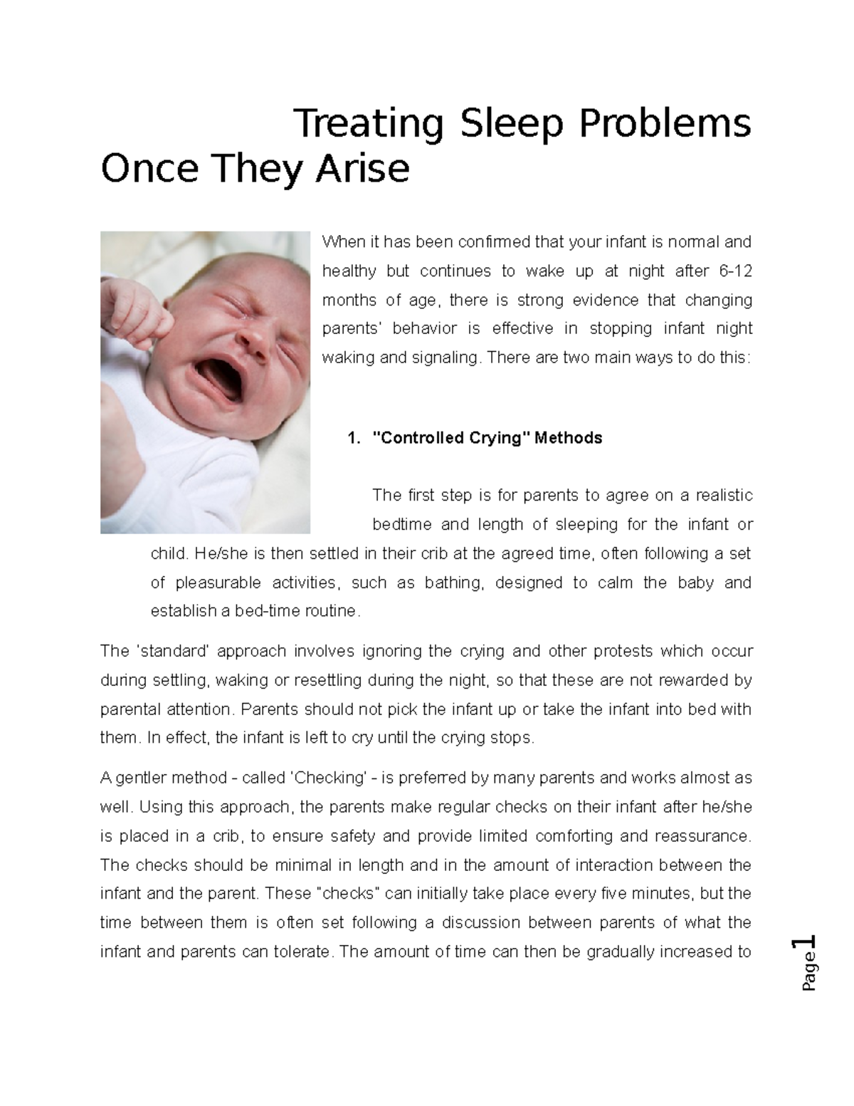 Treating Sleep Problems Once They Arise - Treating Sleep Problems Once ...