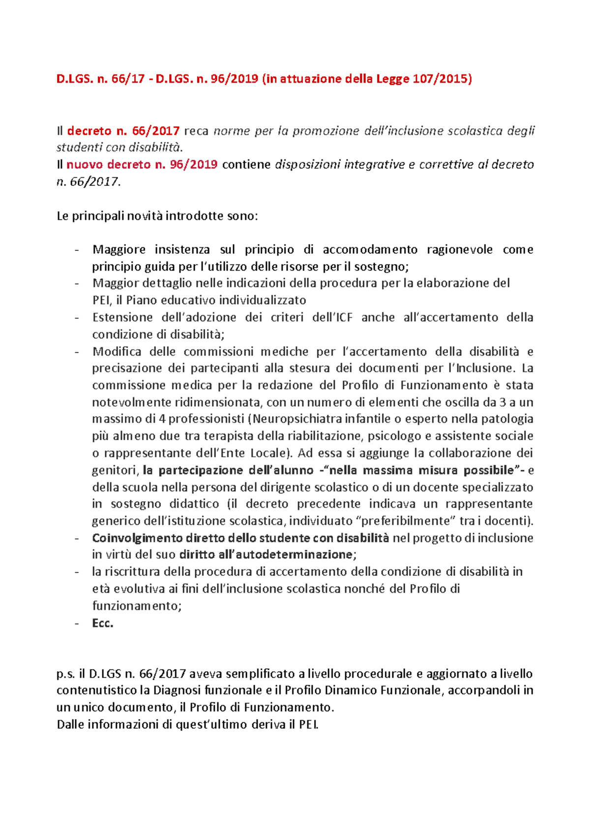 Decreto N. 66 Del 2017 - D. N. 66/17 - D. N. 96/2019 (in Attuazione ...