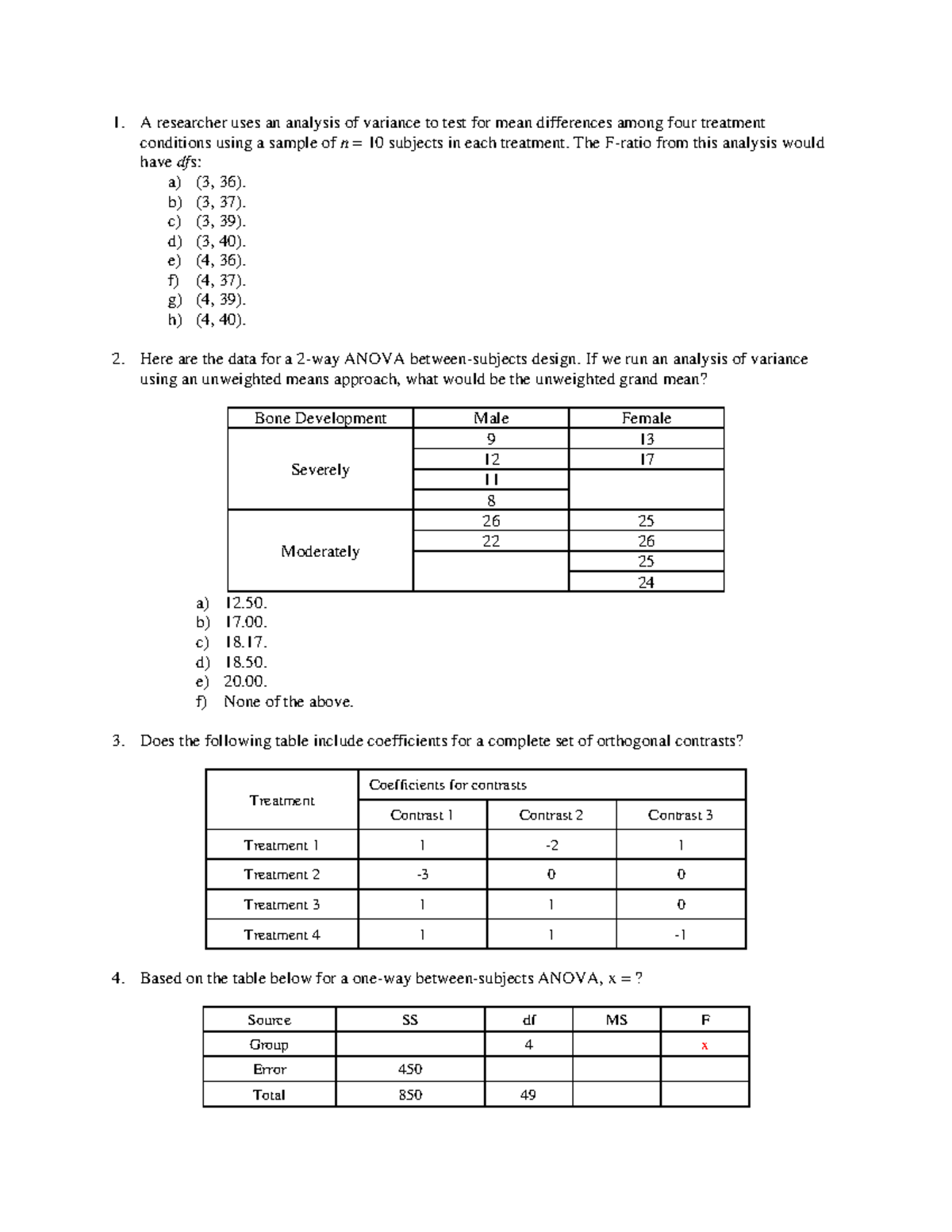 Online Exam Practice Sheet 3 - 2022 - A researcher uses an analysis of ...