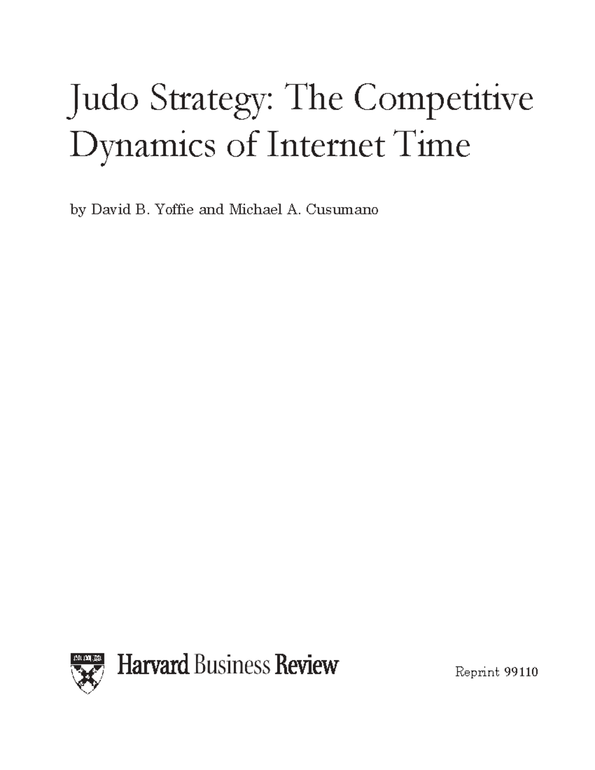 Judo Strategy The Competitive Dynamic of Times Judo