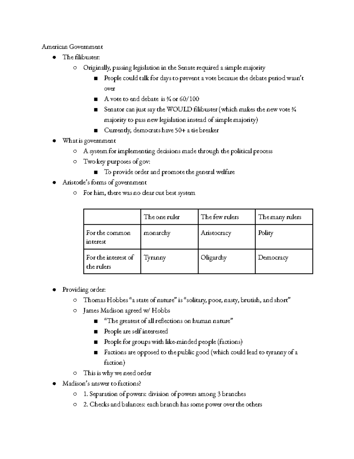 POSC 1010-Lecture 1 Intro To Gov - American Government The Libuster ...