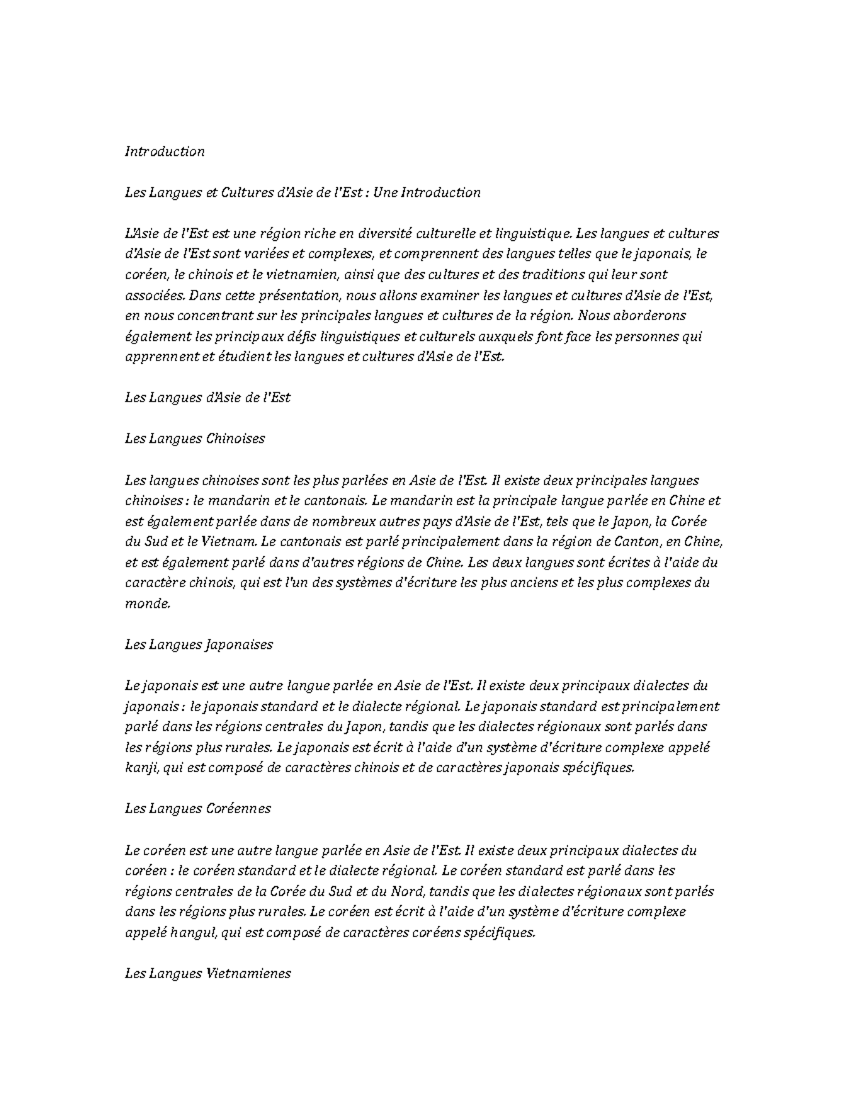East Asian Languages and Cultures Study Notes - Introduction Les ...