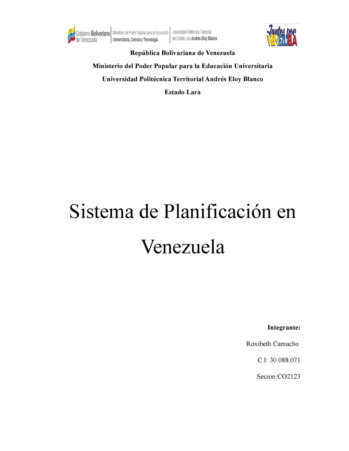 Sistema De Planificacion En Venezuela - República Bolivariana De ...