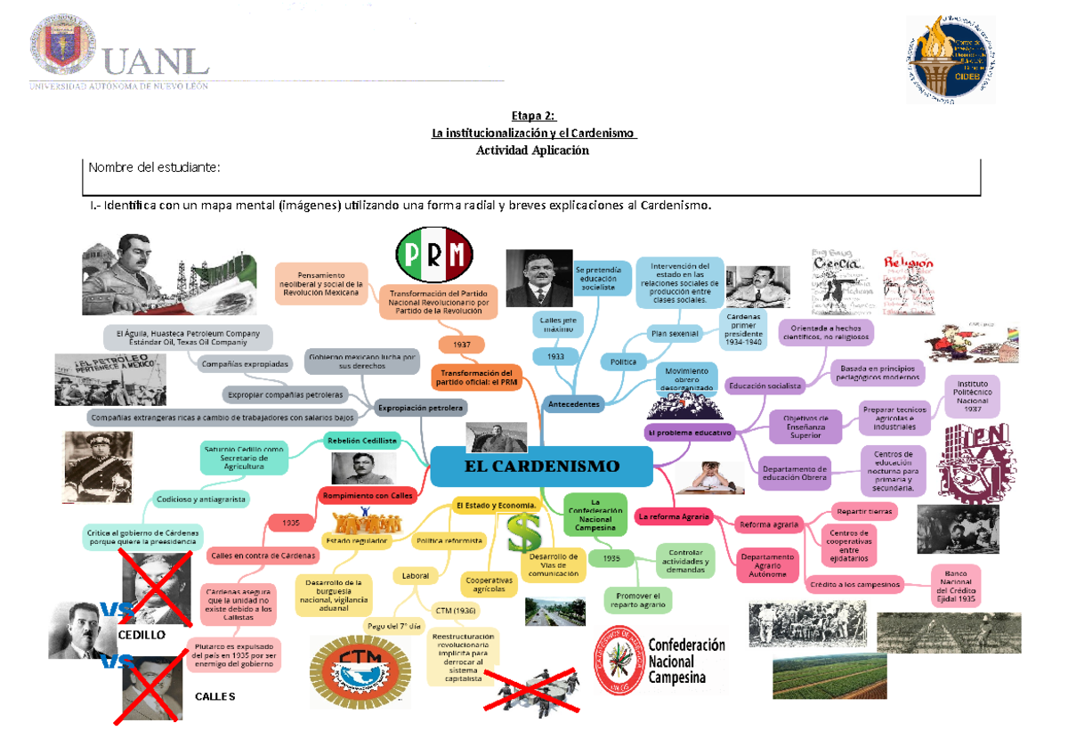 Act - Actividad de aplicación sociales - Etapa 2: La insitucionalización y  el Cardenismo Actividad - Studocu