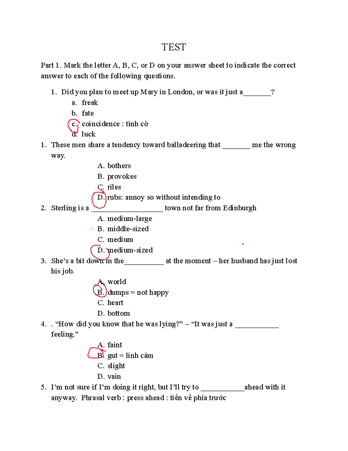 TEST 21-3 - good - TEST Part 1. Mark the letter A, B, C, or D on your ...