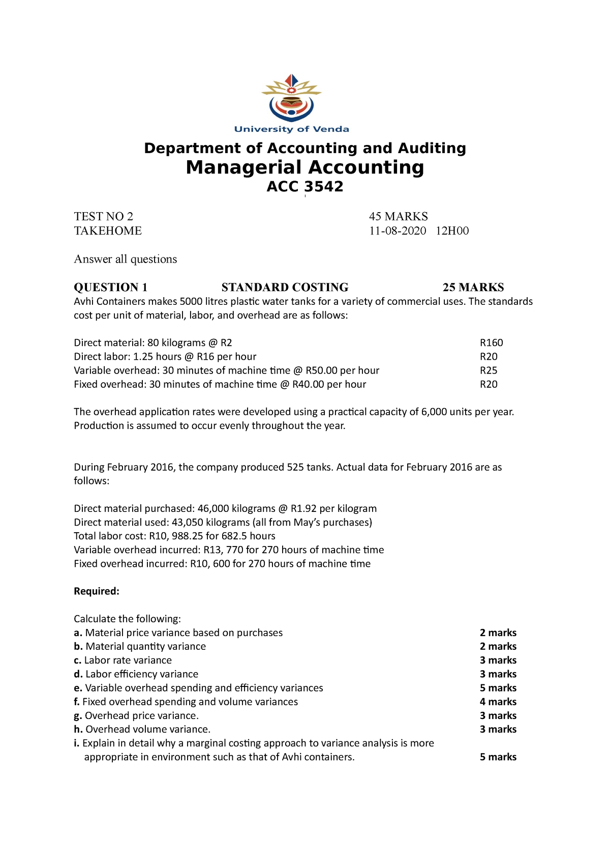 ACC 3542 2020 T2 Takehome - Department Of Accounting And Auditing ...