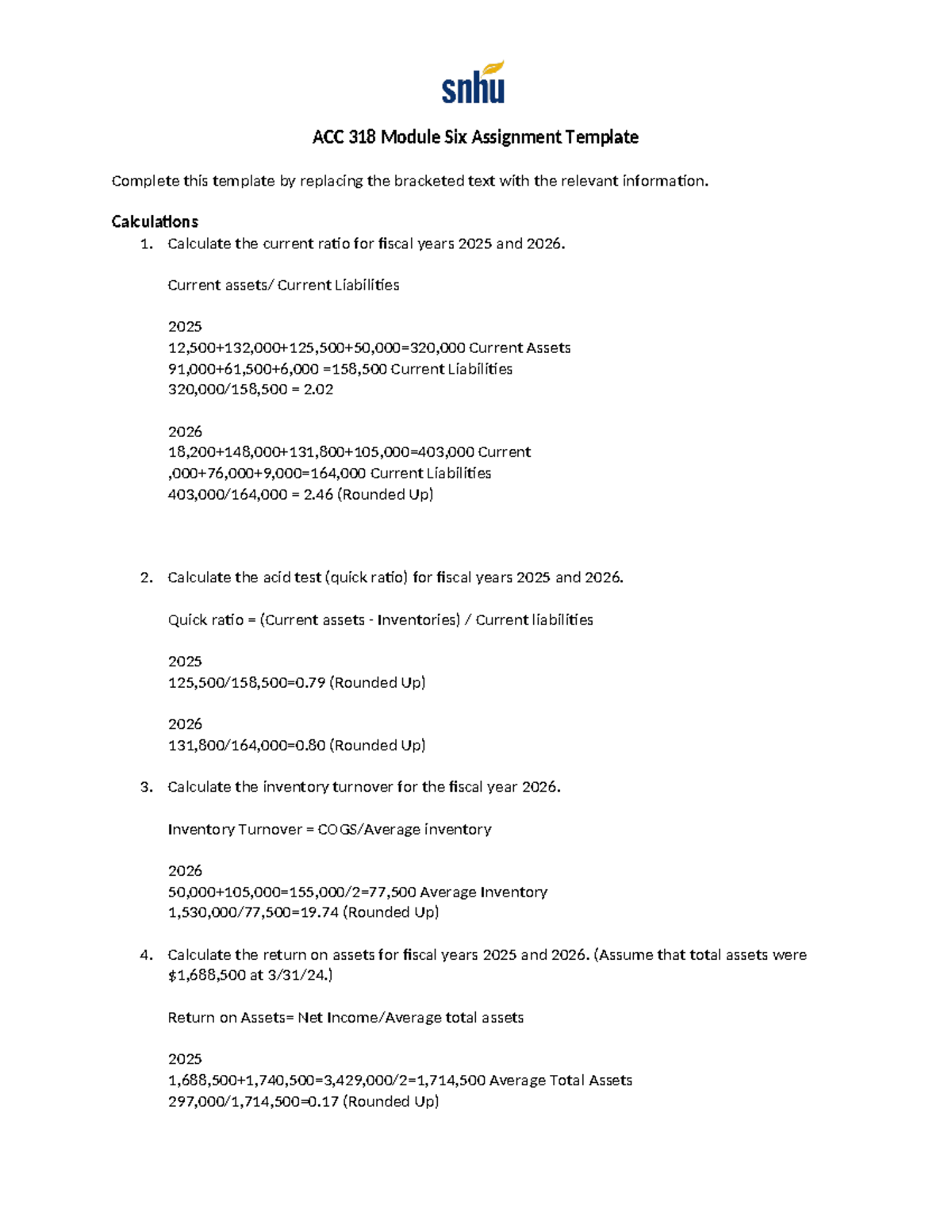 ACC 318 Module Six Assignment Template - ACC 318 Module Six Assignment ...