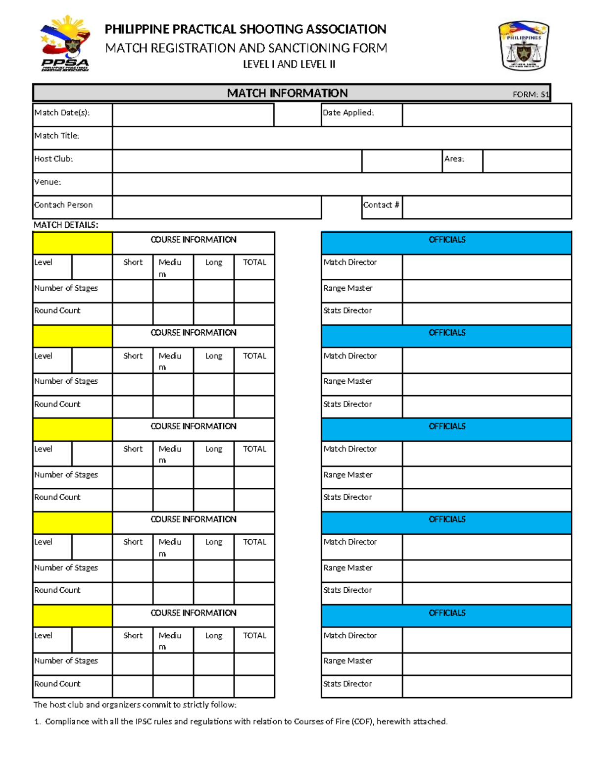 Match sanctioning form level i & ii (s1) - PHILIPPINE PRACTICAL ...