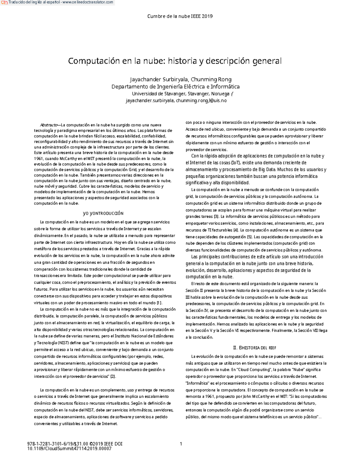 Nubei 3e - Cumbre de la nube IEEE 2019 Computación en la nube: historia ...