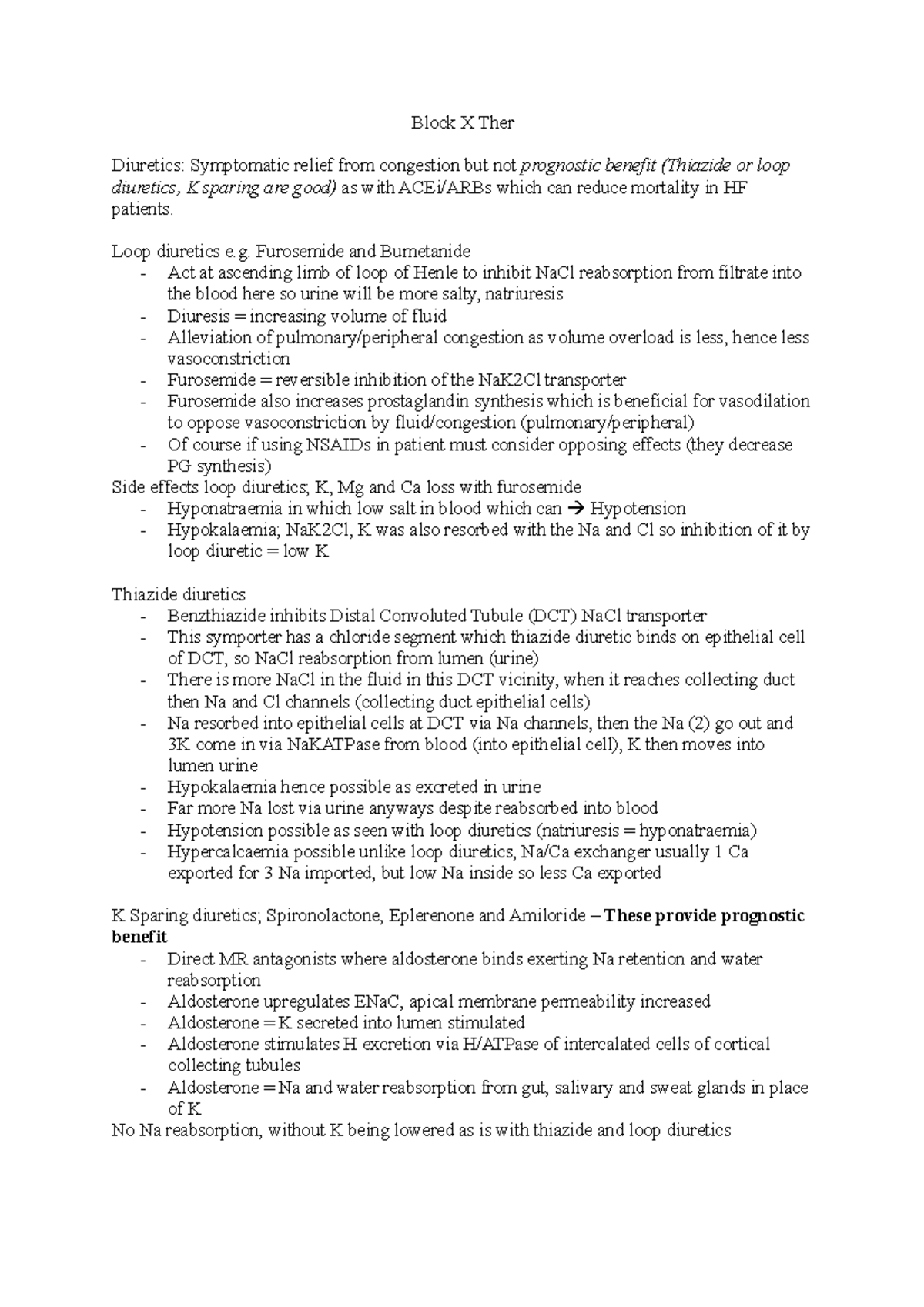 Diuretics in Heart Failure Mechanisms and Side Effects Studocu