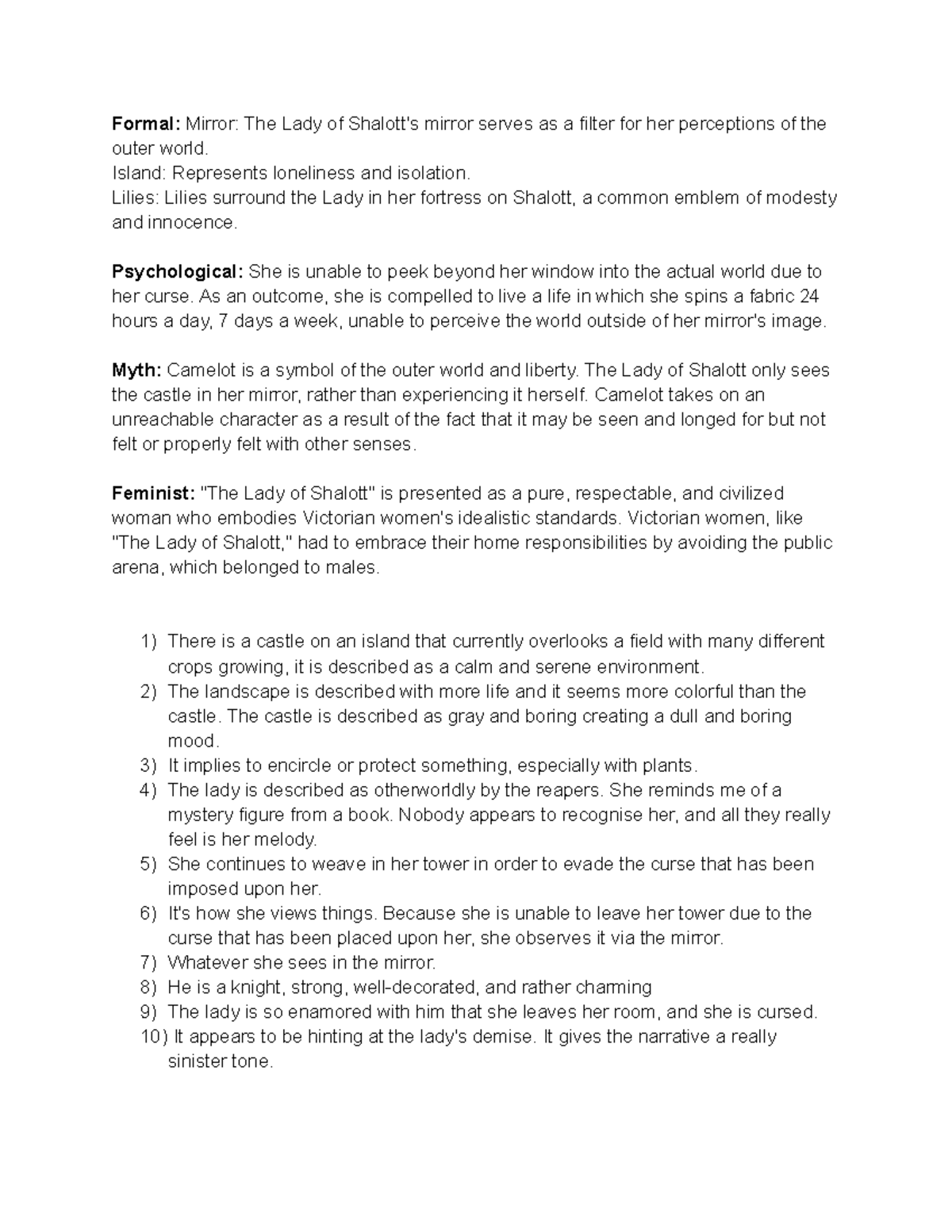 Analyzing Poetry - Poems - Formal: Mirror: The Lady of Shalott's mirror ...