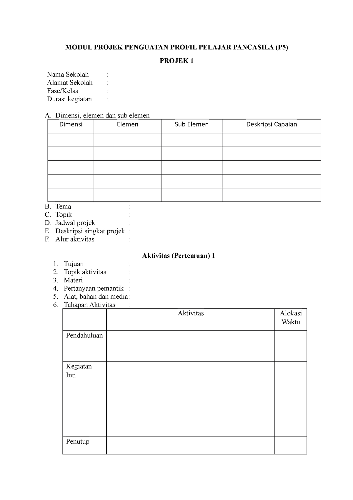 5. Template Modul Projek - MODUL PROJEK PENGUATAN PROFIL PELAJAR ...