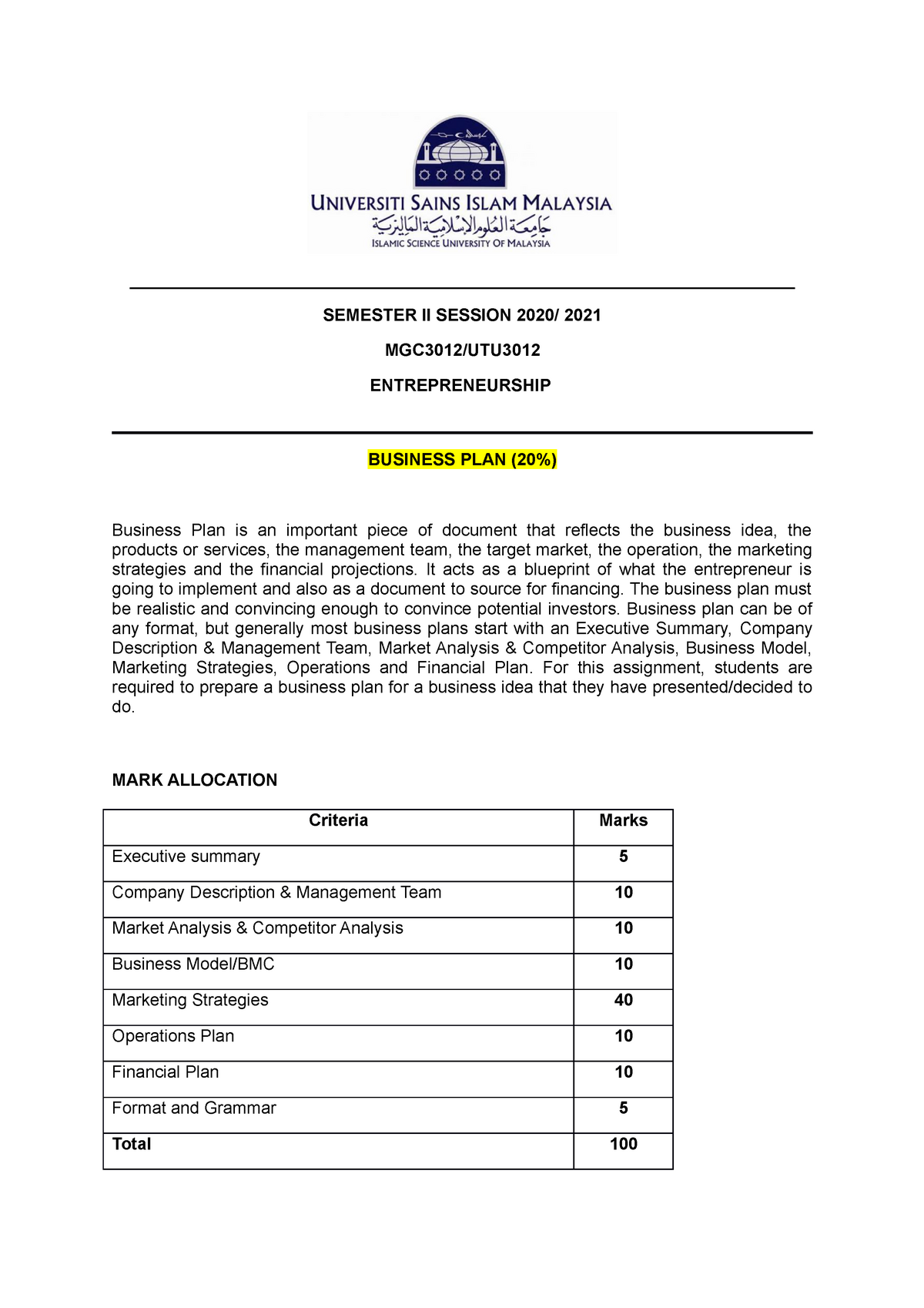 How To Do Business Plan Example